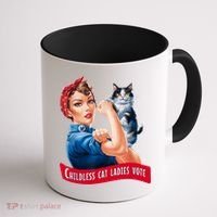 Childless Cat Ladies Vote Rosie The Riveter Coffee Mug thumb 1