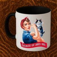 Childless Cat Ladies Vote Rosie The Riveter Coffee Mug thumb 2
