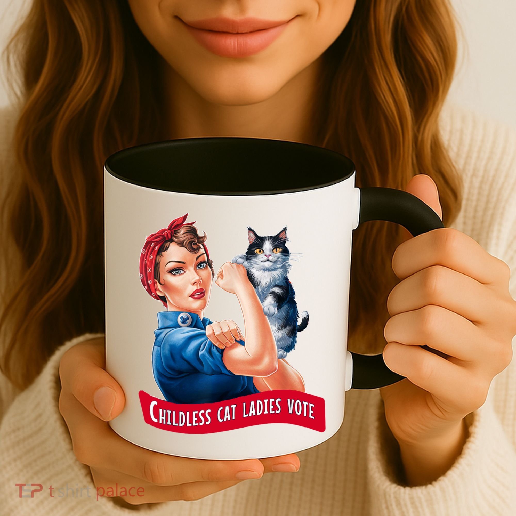 Childless Cat Ladies Vote Rosie The Riveter Coffee Mug