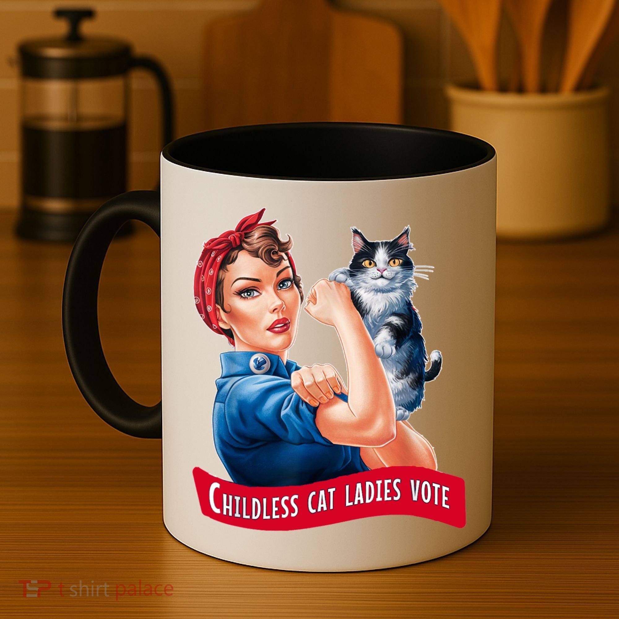 Childless Cat Ladies Vote Rosie The Riveter Coffee Mug