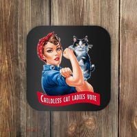 Childless Cat Ladies Vote Rosie The Riveter Coaster thumb 0