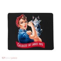 Childless Cat Ladies Vote Rosie The Riveter Mousepad thumb 0
