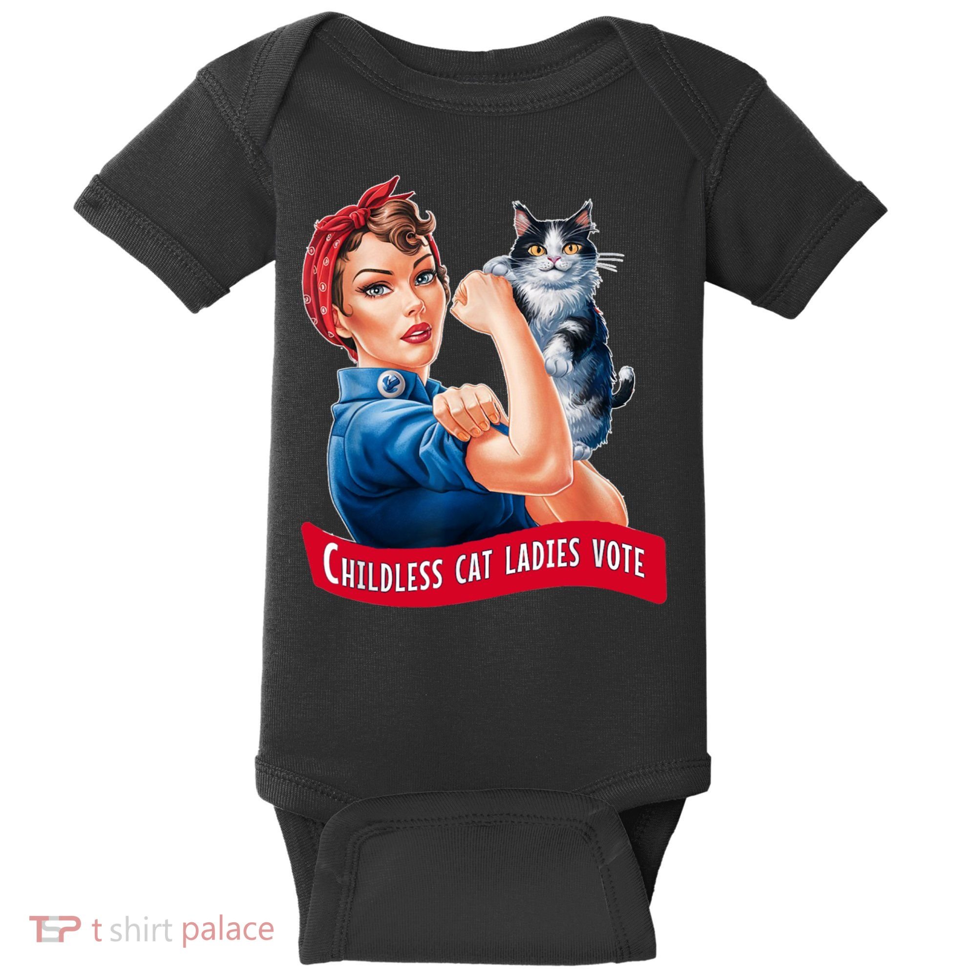 Childless Cat Ladies Vote Rosie The Riveter Baby Bodysuit