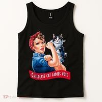 Childless Cat Ladies Vote Rosie The Riveter Tank Top thumb 2