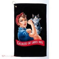 Childless Cat Ladies Vote Rosie The Riveter Golf Towel thumb 0
