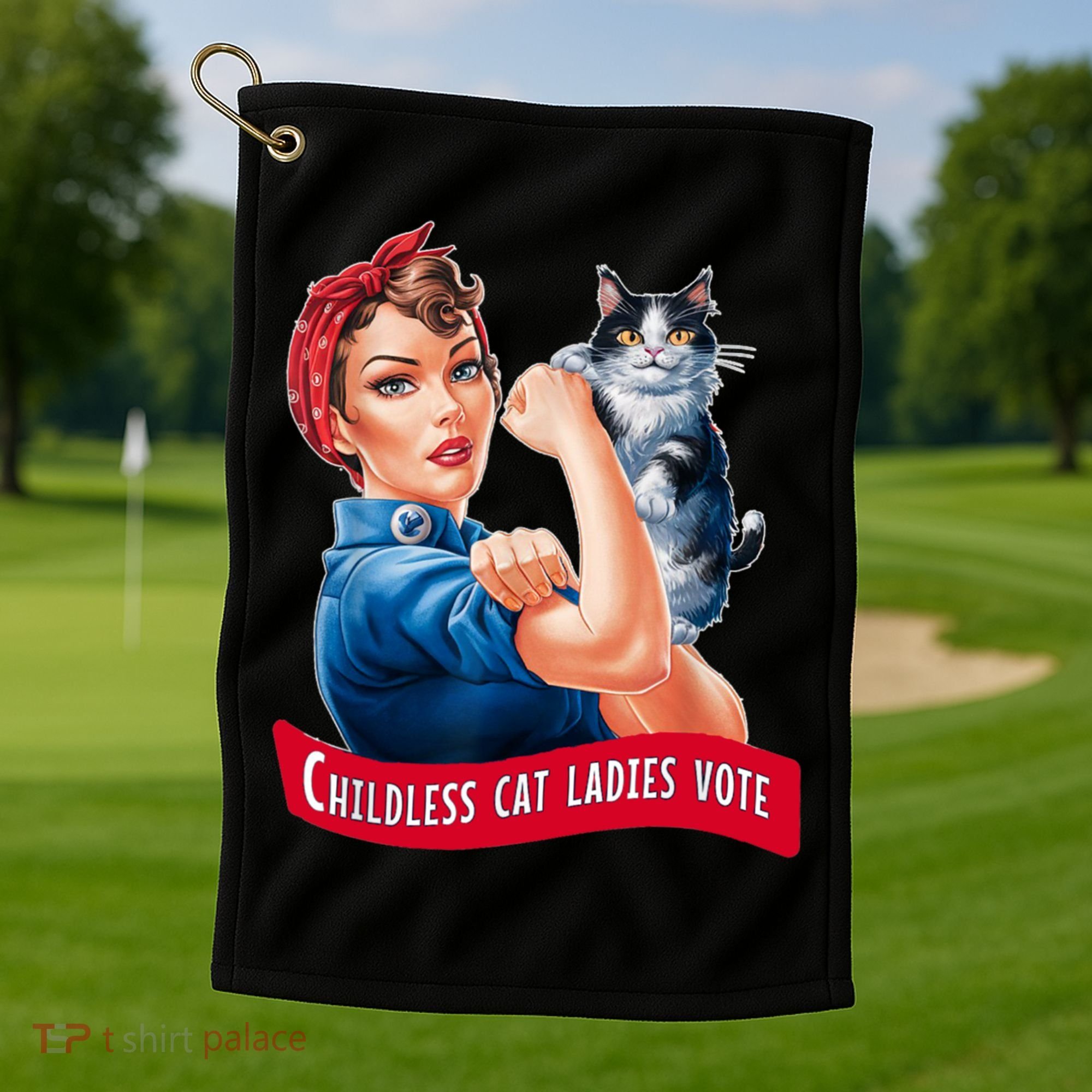 Childless Cat Ladies Vote Rosie The Riveter Golf Towel