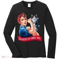 Childless Cat Ladies Vote Rosie The Riveter Women's Long Sleeve Shirt thumb 0