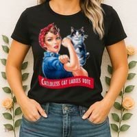 Childless Cat Ladies Vote Rosie The Riveter Women's T-Shirt thumb 2