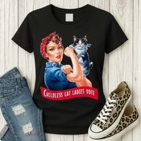 Childless Cat Ladies Vote Rosie The Riveter Women's T-Shirt thumb 3