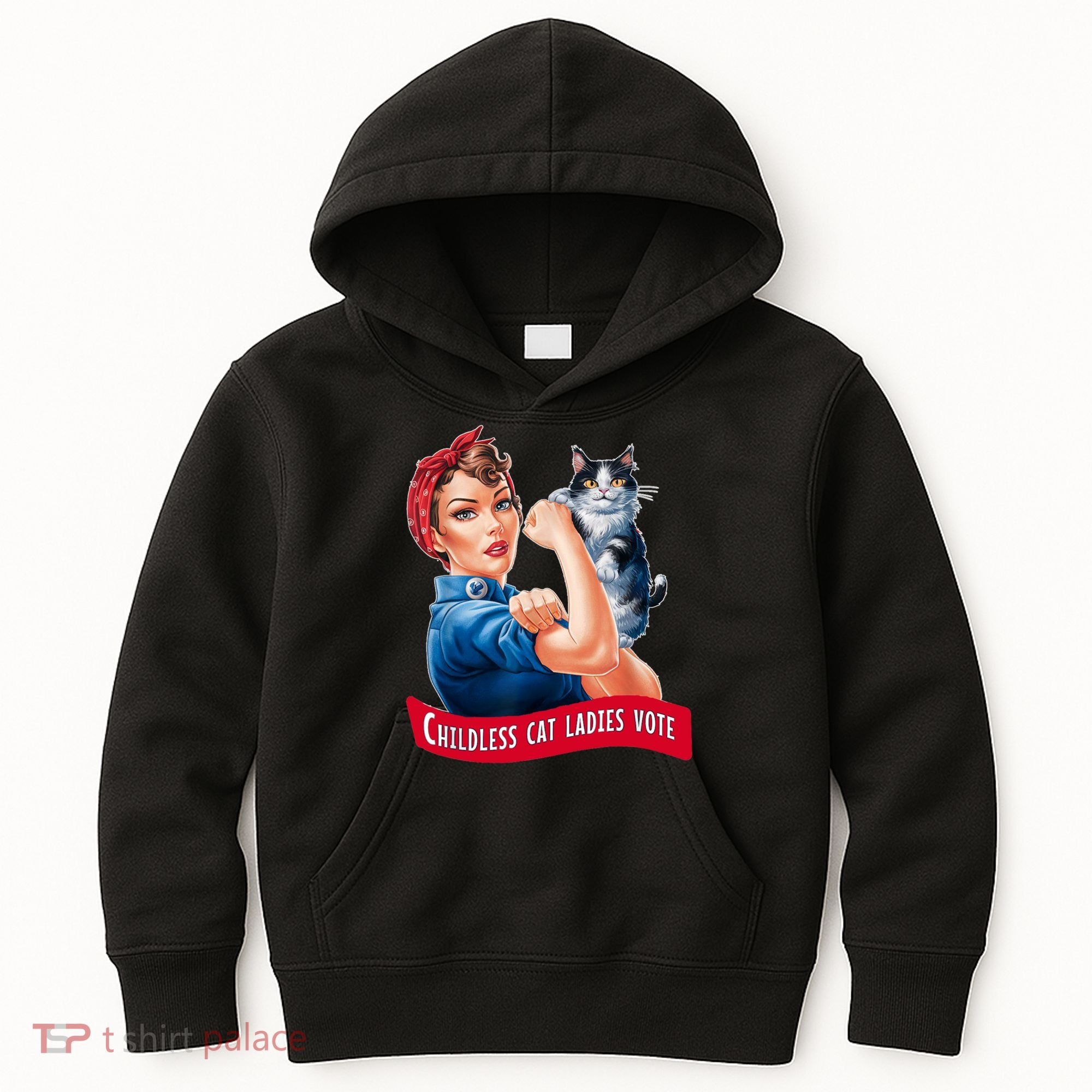 Childless Cat Ladies Vote Rosie The Riveter Kids Hoodie