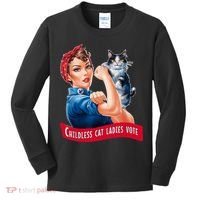 Childless Cat Ladies Vote Rosie The Riveter Kids Long Sleeve Shirt thumb 0