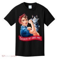 Childless Cat Ladies Vote Rosie The Riveter Kids T-Shirt thumb 0