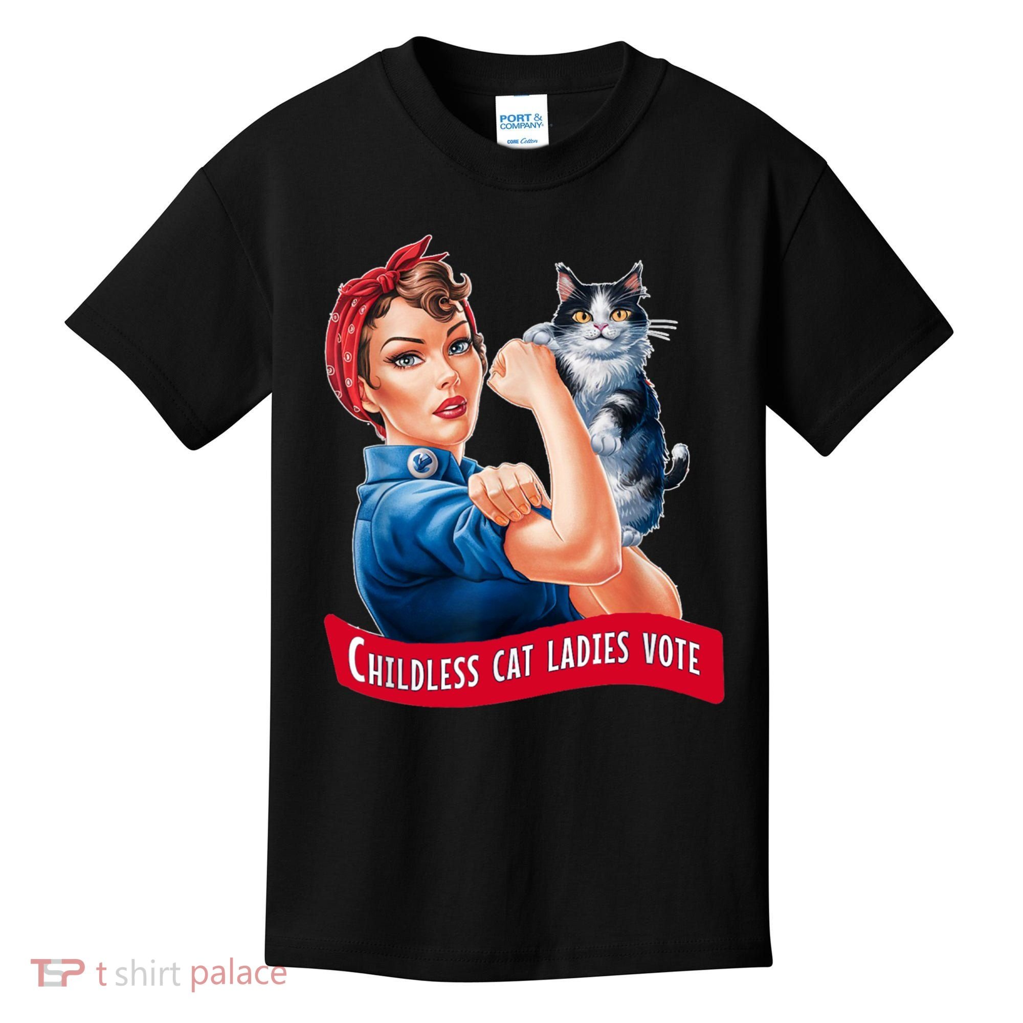 Childless Cat Ladies Vote Rosie The Riveter Kids T-Shirt