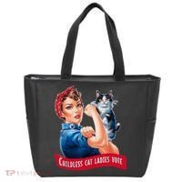 Childless Cat Ladies Vote Rosie The Riveter Tote Bag thumb 0