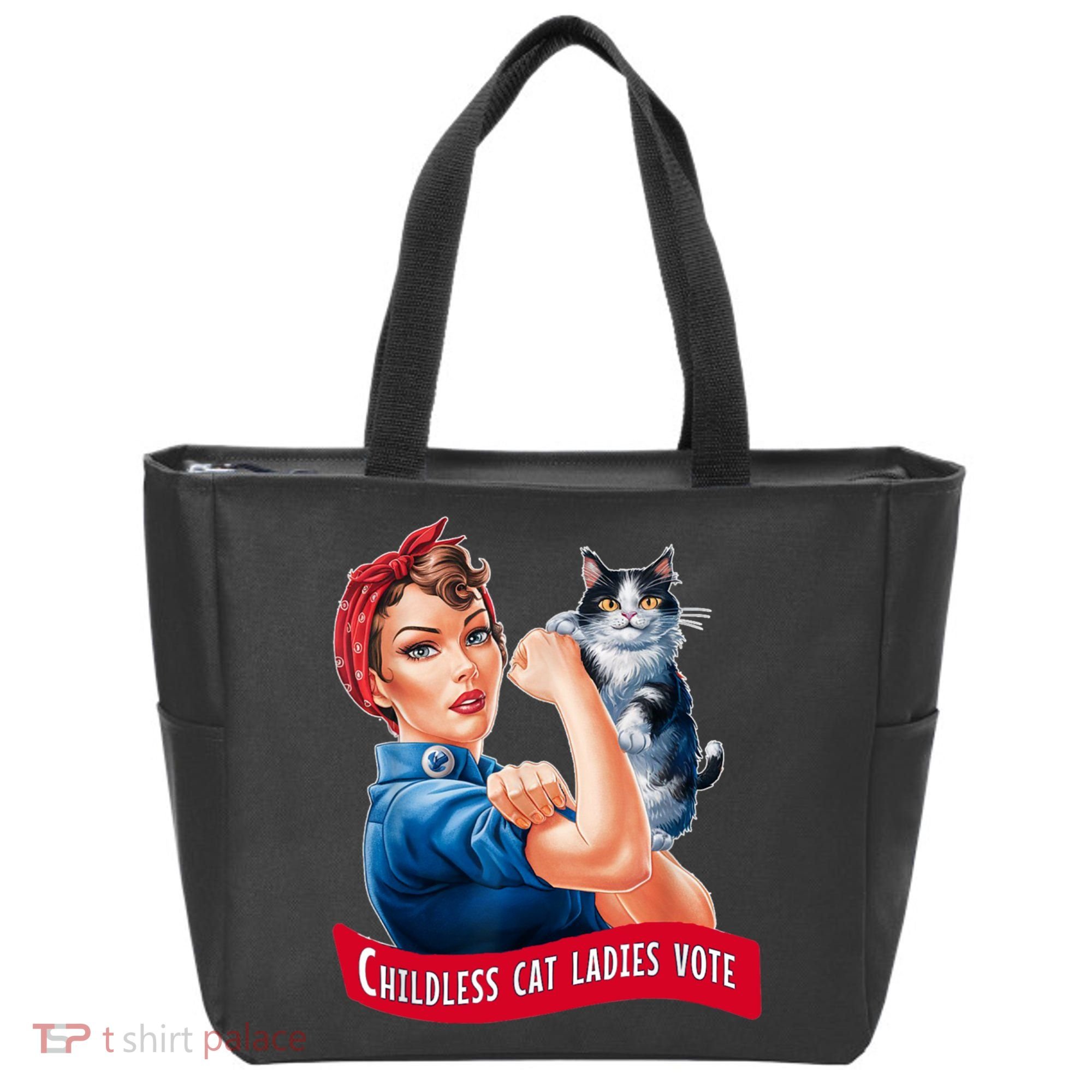 Childless Cat Ladies Vote Rosie The Riveter Tote Bag
