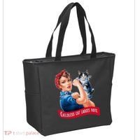 Childless Cat Ladies Vote Rosie The Riveter Tote Bag thumb 2