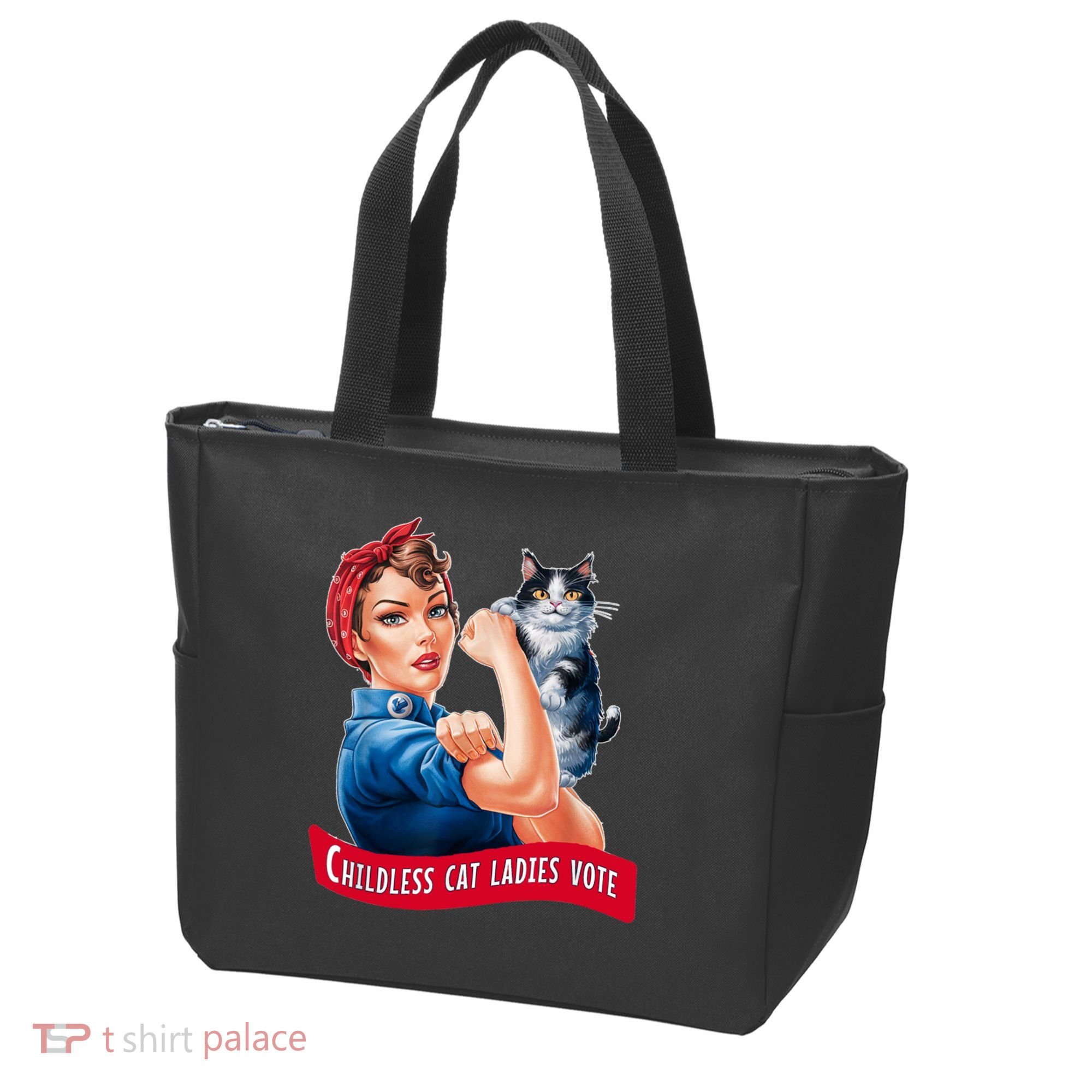 Childless Cat Ladies Vote Rosie The Riveter Tote Bag