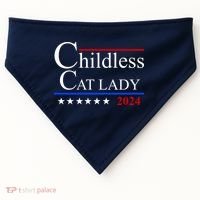 Childless Cat Lady 2024 Funny Kamala Harris USA-Made Doggie Bandana thumb 0
