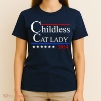 Childless Cat Lady 2024 Funny Kamala Harris T-Shirt thumb 4