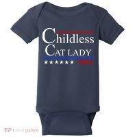 Childless Cat Lady 2024 Funny Kamala Harris Baby Bodysuit thumb 0