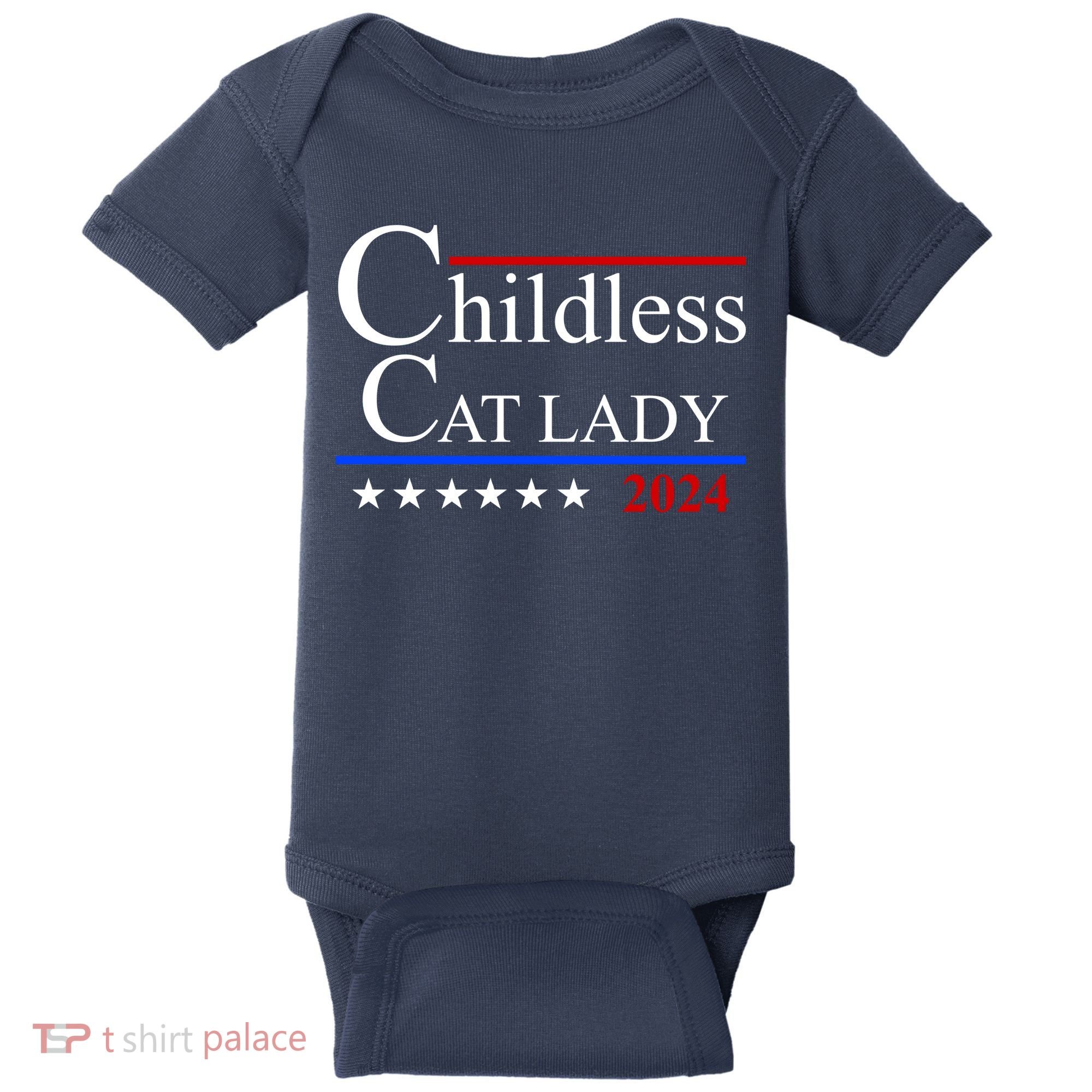 Childless Cat Lady 2024 Funny Kamala Harris Baby Bodysuit