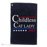 Childless Cat Lady 2024 Funny Kamala Harris Golf Towel thumb 0