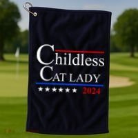Childless Cat Lady 2024 Funny Kamala Harris Golf Towel thumb 1