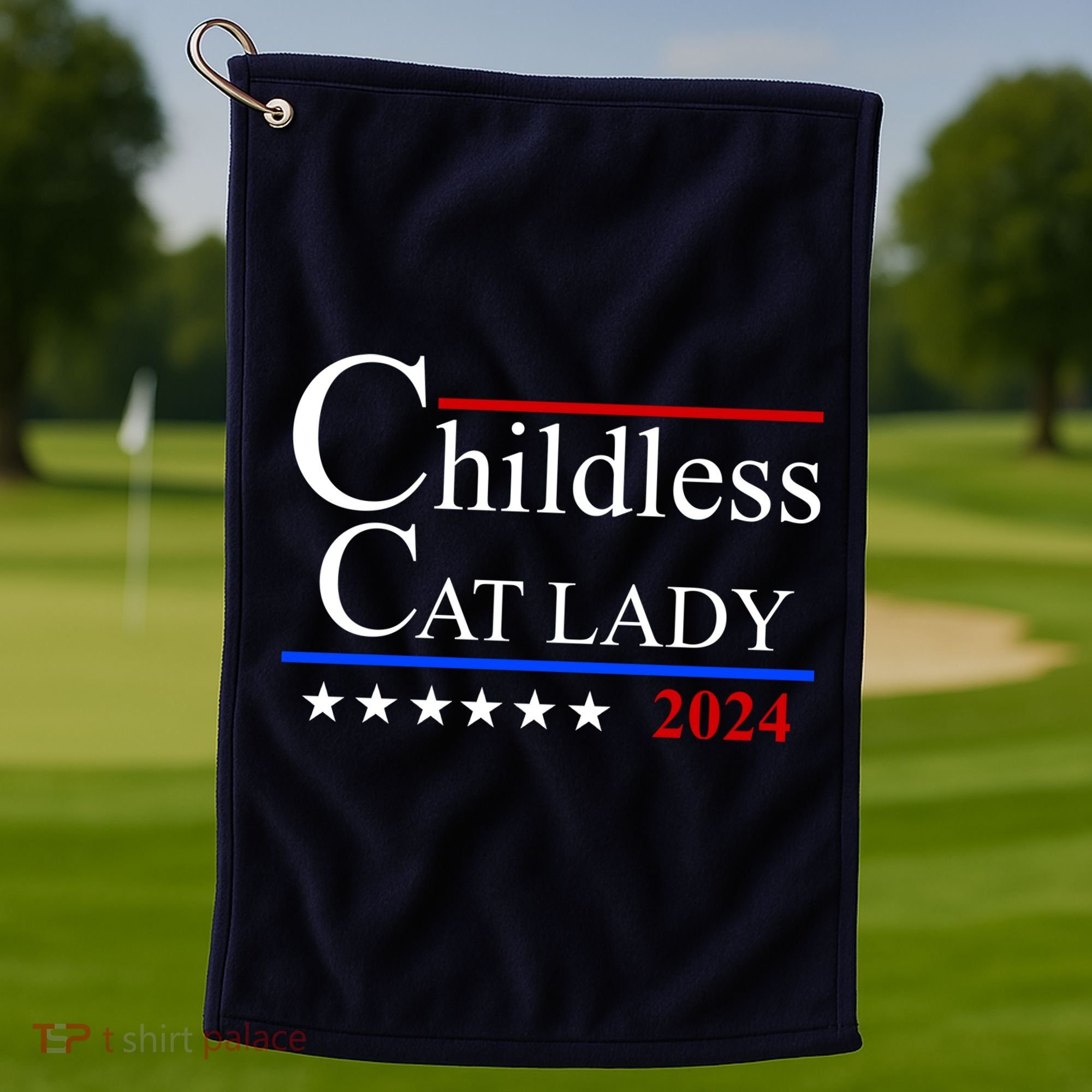 Childless Cat Lady 2024 Funny Kamala Harris Golf Towel