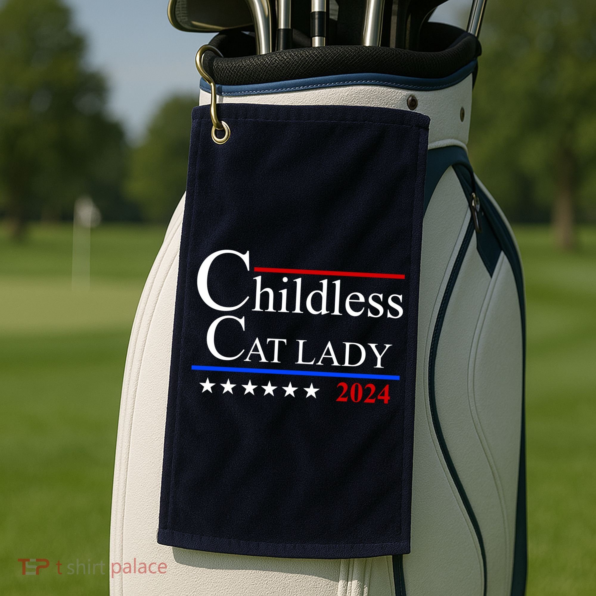 Childless Cat Lady 2024 Funny Kamala Harris Golf Towel