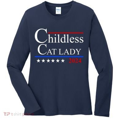 Childless Cat Lady 2024 Funny Kamala Harris Women's Long Sleeve Shirt
