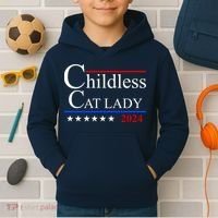Childless Cat Lady 2024 Funny Kamala Harris Kids Hoodie thumb 2