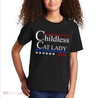 Childless Cat Lady 2024 Funny Kamala Harris Kids T-Shirt thumb 2