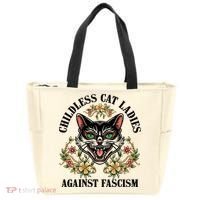Childless Cat Ladies Against Fascism Tote Bag thumb 0