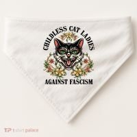 Childless Cat Ladies Against Fascism USA-Made Doggie Bandana thumb 0