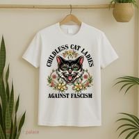 Childless Cat Ladies Against Fascism T-Shirt thumb 2