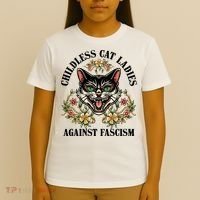 Childless Cat Ladies Against Fascism T-Shirt thumb 4