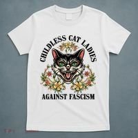 Childless Cat Ladies Against Fascism T-Shirt thumb 5
