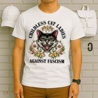 Childless Cat Ladies Against Fascism T-Shirt thumb 6