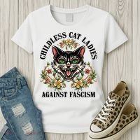 Childless Cat Ladies Against Fascism Women's T-Shirt thumb 3