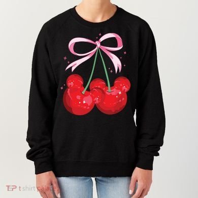 Coquette Cherry Mouse Ears Bow Princess Theme Park Women's Sweatshirt