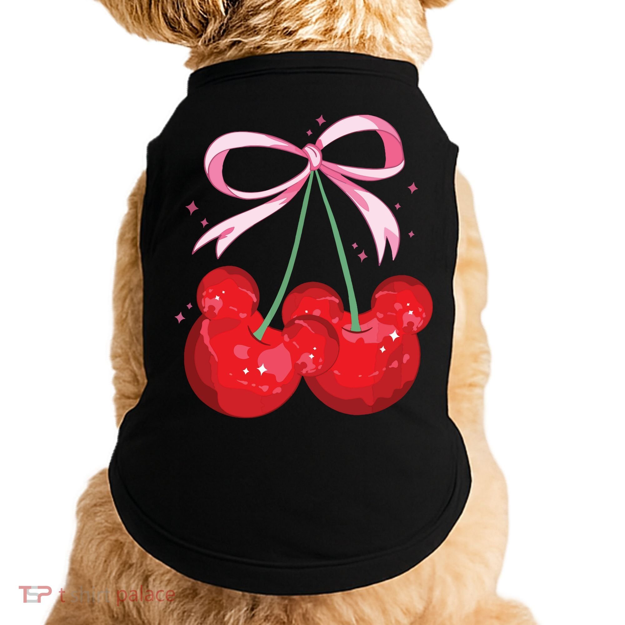 Coquette Cherry Mouse Ears Bow Princess Theme Park Doggie Tank