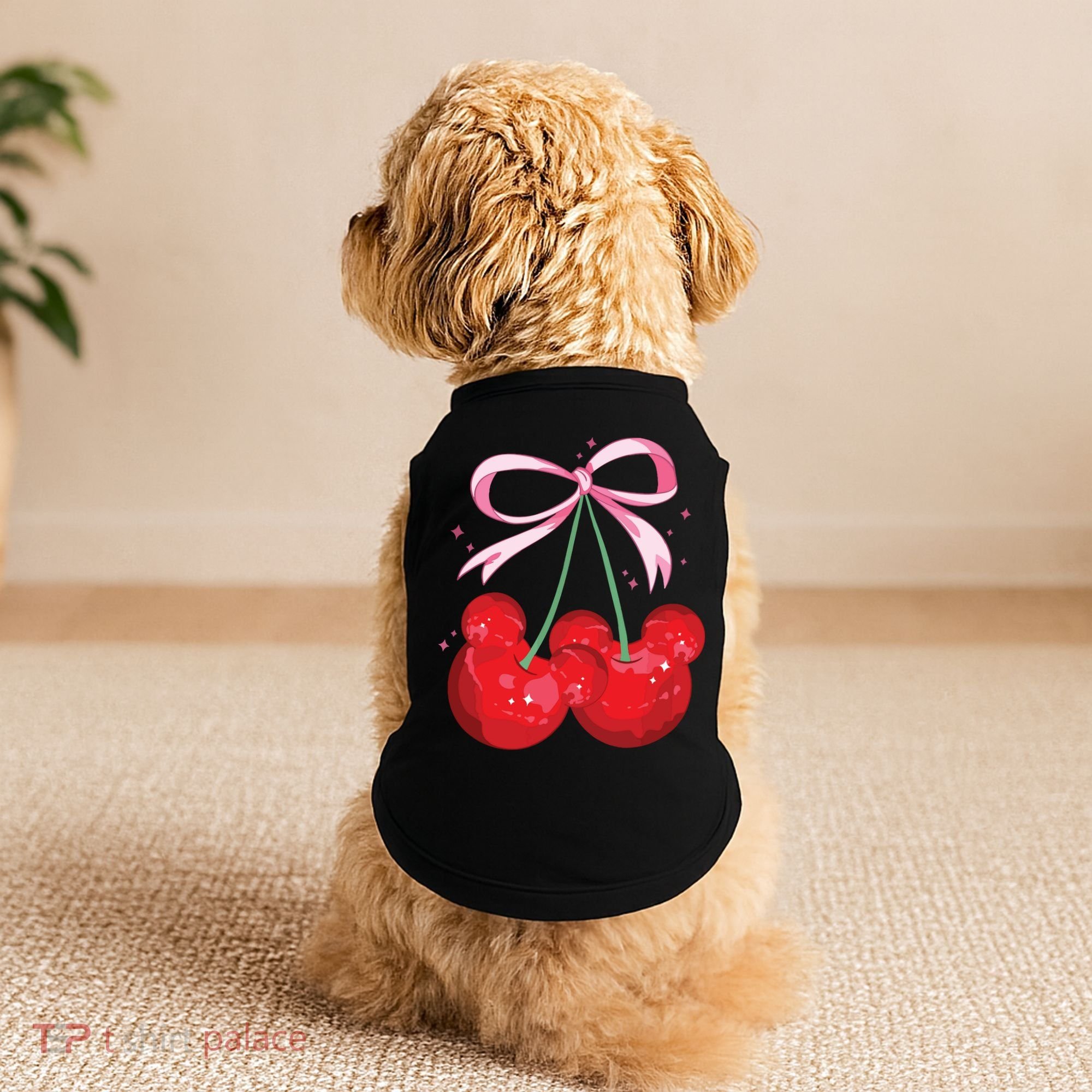 Coquette Cherry Mouse Ears Bow Princess Theme Park Doggie Tank