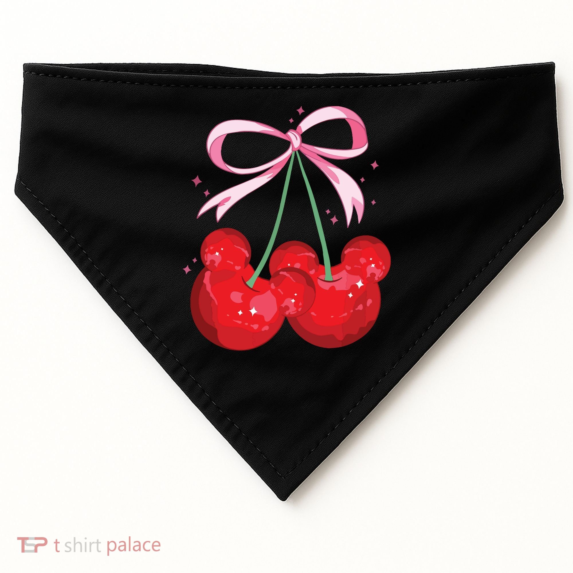 Coquette Cherry Mouse Ears Bow Princess Theme Park USA-Made Doggie Bandana