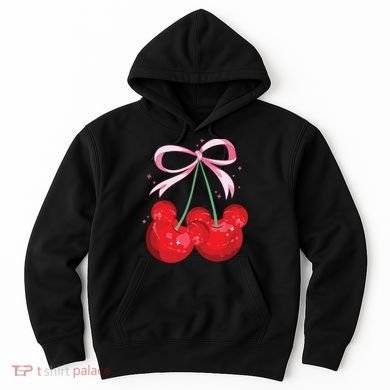 Coquette Cherry Mouse Ears Bow Princess Theme Park Hoodie