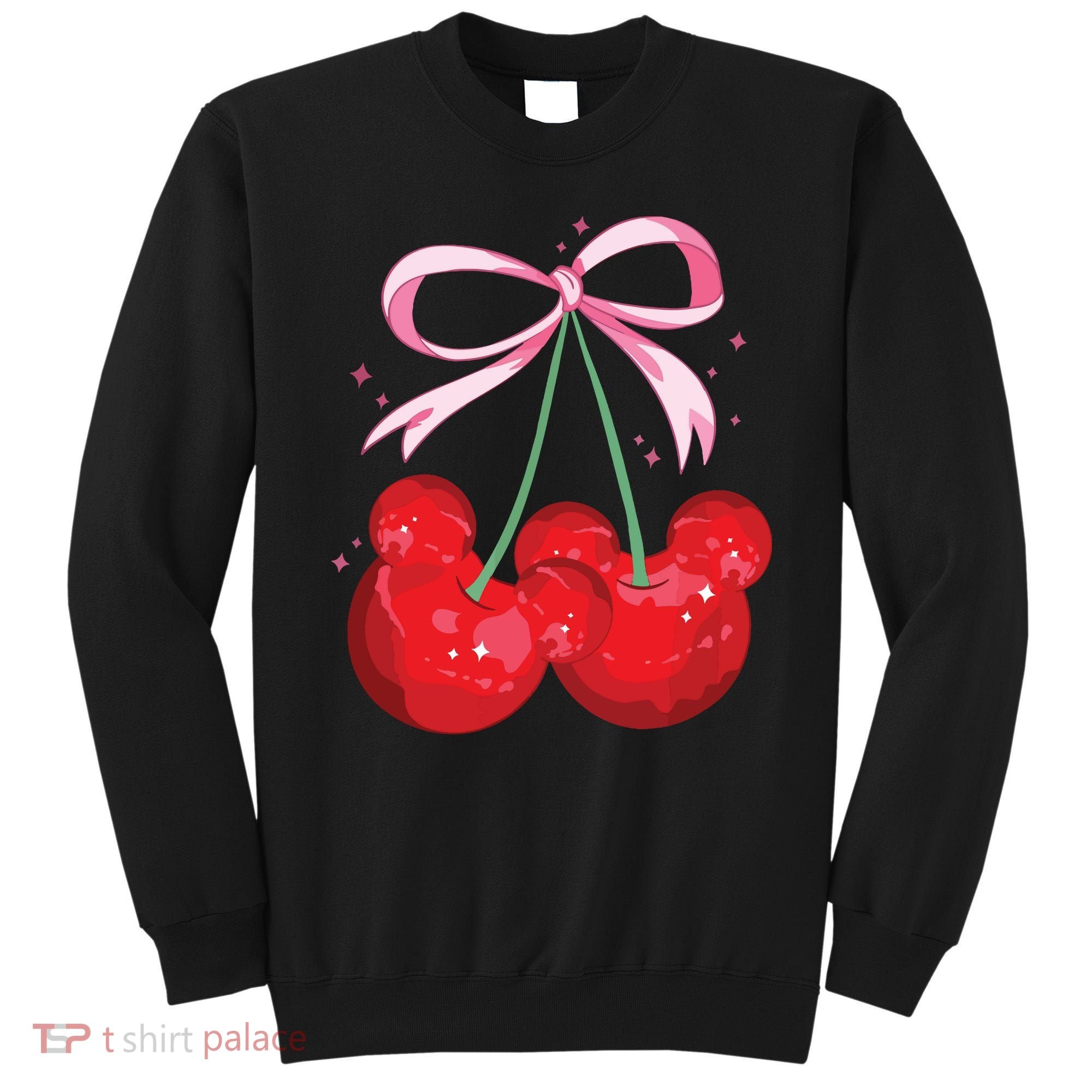 Coquette Cherry Mouse Ears Bow Princess Theme Park Sweatshirt