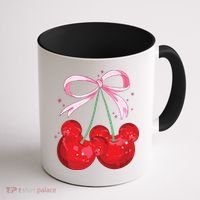 Coquette Cherry Mouse Ears Bow Princess Theme Park Coffee Mug thumb 1
