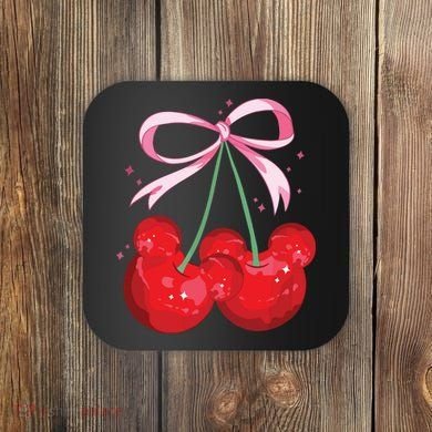 Coquette Cherry Mouse Ears Bow Princess Theme Park Coaster