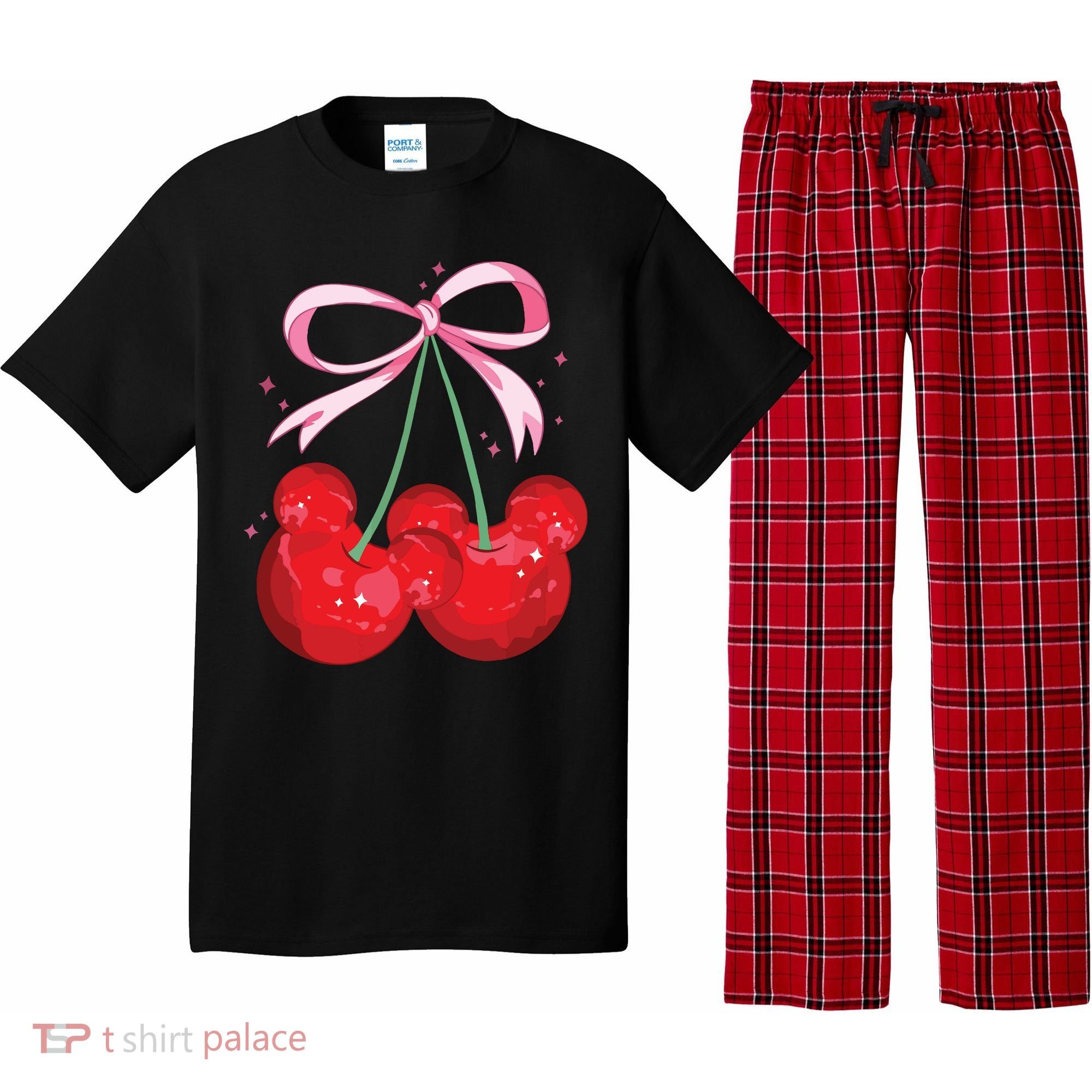 Coquette Cherry Mouse Ears Bow Princess Theme Park Pajama Set