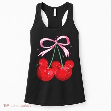 Coquette Cherry Mouse Ears Bow Princess Theme Park Women's Tank Top