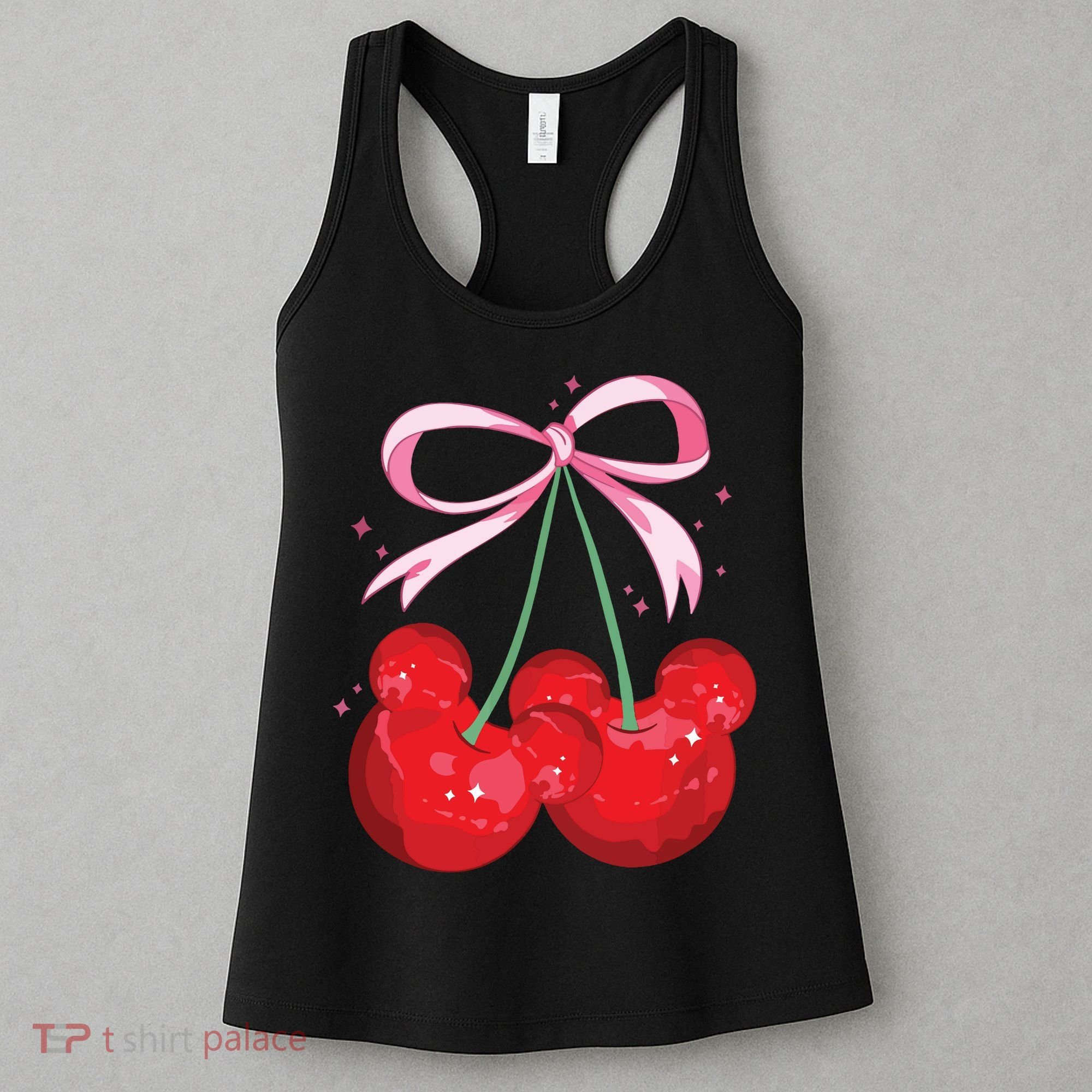 Coquette Cherry Mouse Ears Bow Princess Theme Park Women's Tank Top